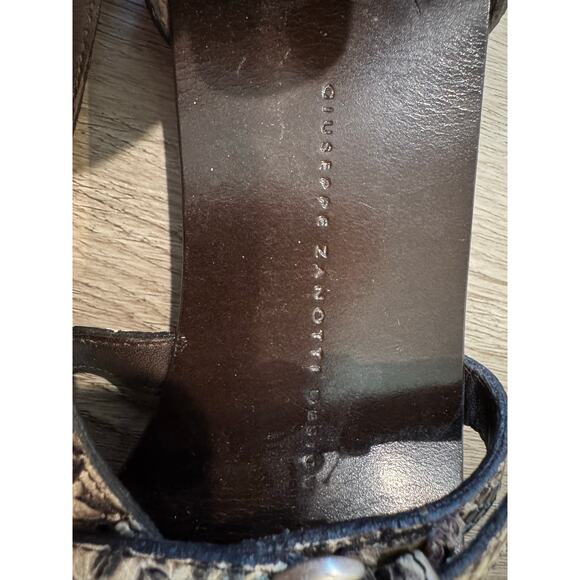 Giuseppe Zanotti Women's Snakeskin Gladiator Ankle Strap Flats Sandals Size 8.5 - Picture 6 of 6